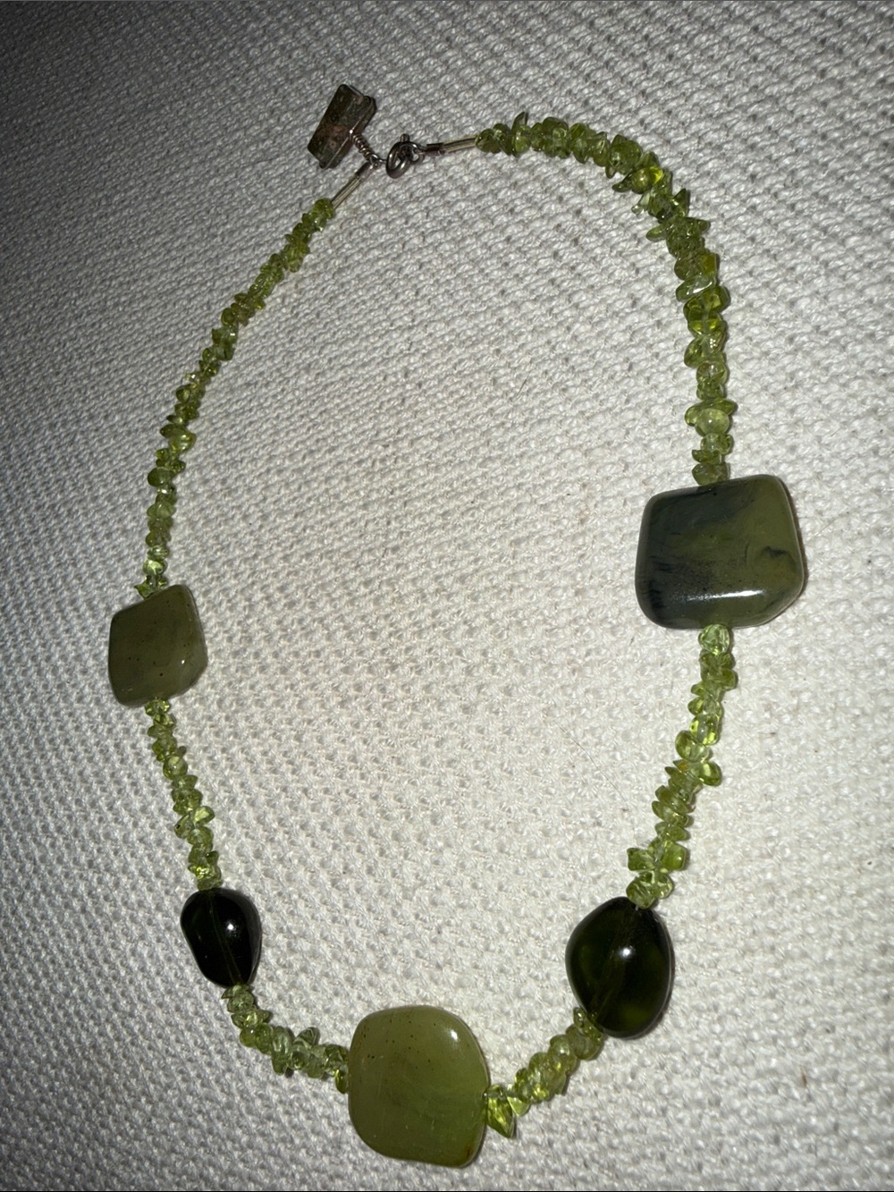 Handmade Green Stone & Bead Necklace